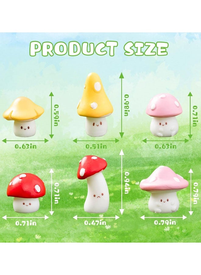 6 PCS Cute Car Accessories, Mushroom Ornament Set For Dashboard & Rear View Mirror, Car Decorations Interior - Image 2
